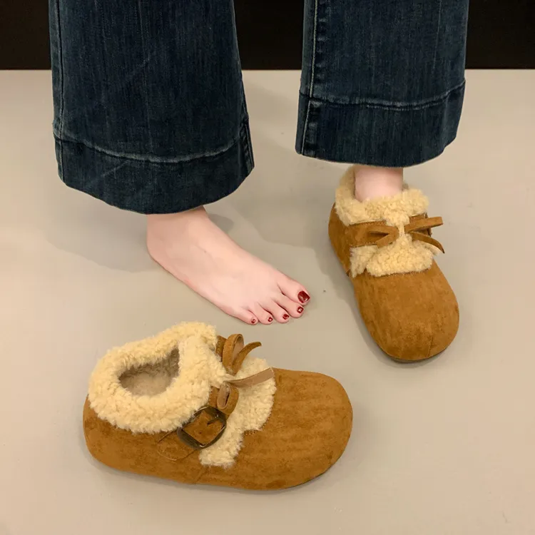 内增高加绒勃肯鞋复古厚底雪地靴女2025秋冬季新款加厚保暖棉鞋子