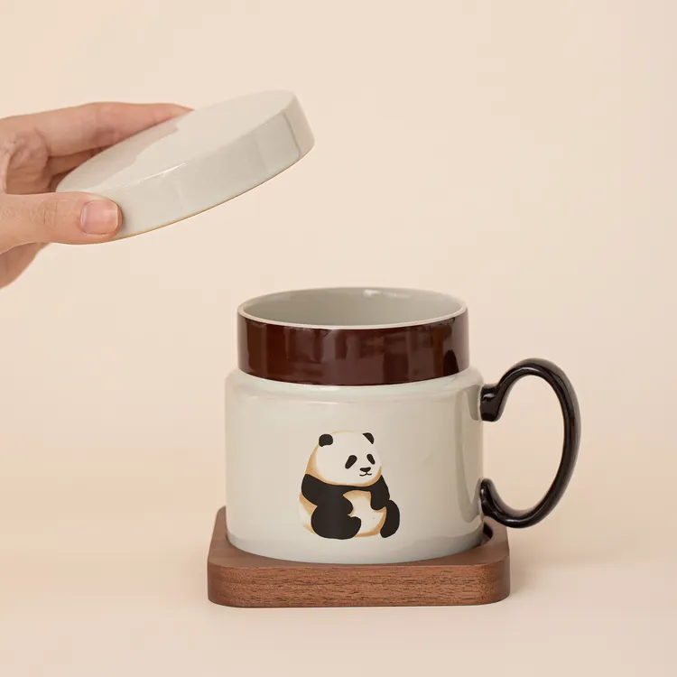 2025新款特别好看的精致可爱熊猫办公室下午茶陶瓷杯马克杯咖啡杯