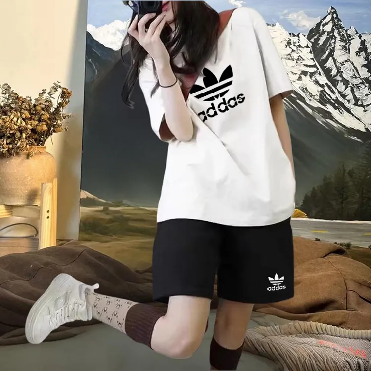 官方正品奥特莱斯休闲运动套装女夏新款高级感恤短裤两件套男装D