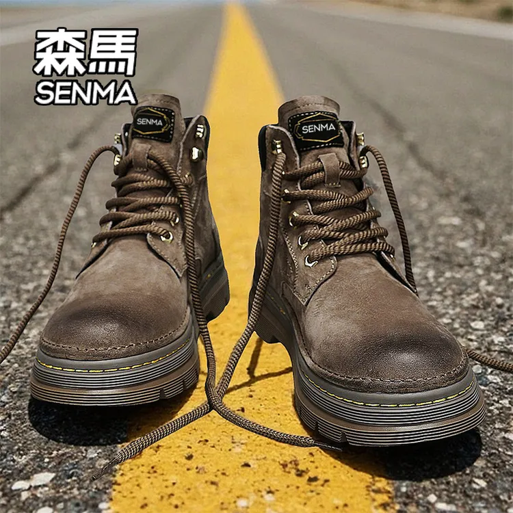 SENMA/森马马丁靴男款2025秋季新款英伦风厚底户外运动机车工装靴