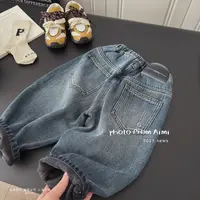 儿童加绒牛仔裤韩版软牛仔长裤男女宝秋冬款洋气百搭裤子时髦裤子