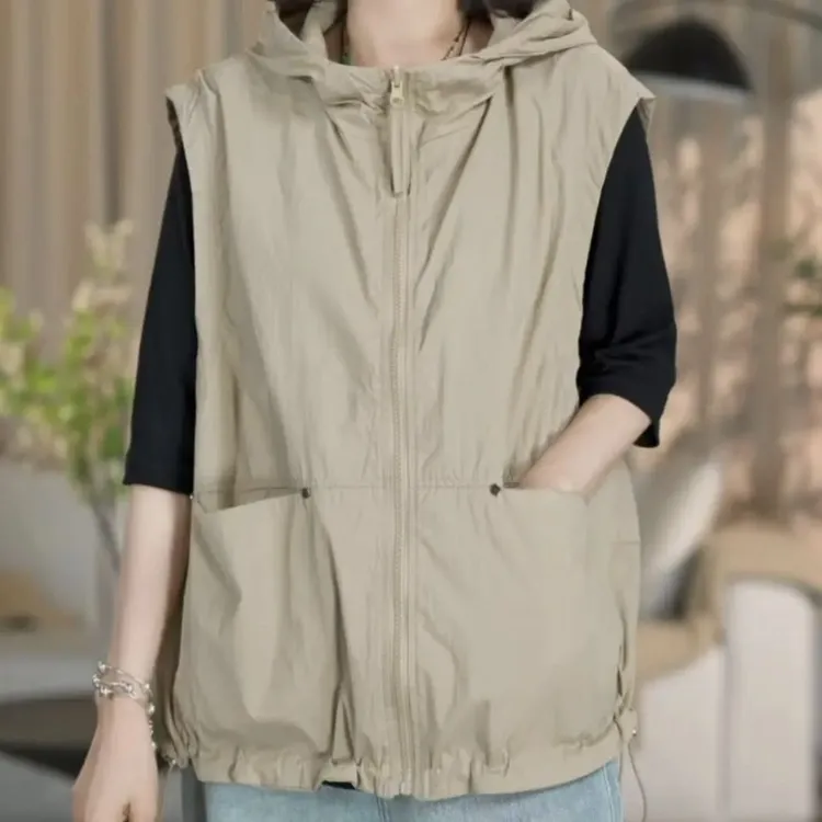 两面穿设计款连帽马甲女2025年春夏新款休闲时尚百搭无袖轻薄马夹