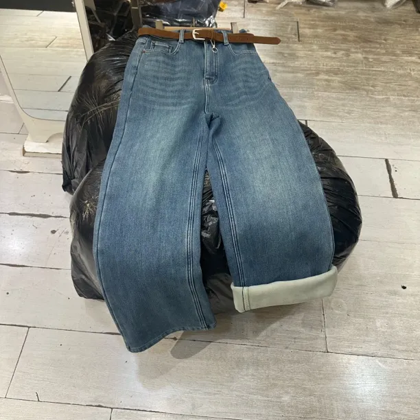 冬款符合植绒直筒裤，百搭爆款