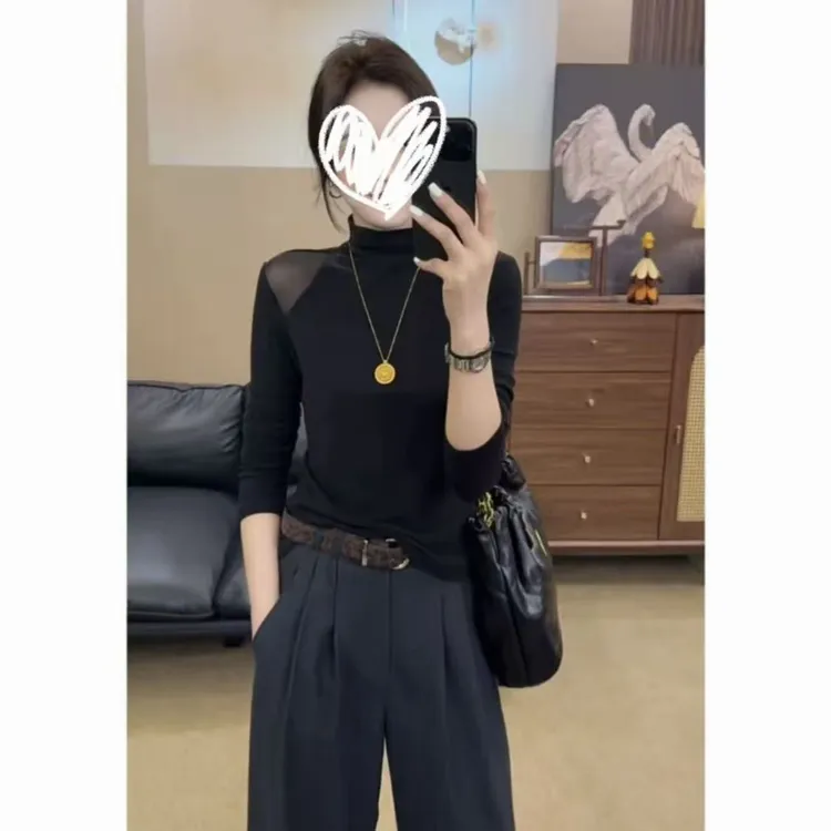 2025秋冬新款时尚半高领长袖外穿高级感气质修身显瘦内搭上衣