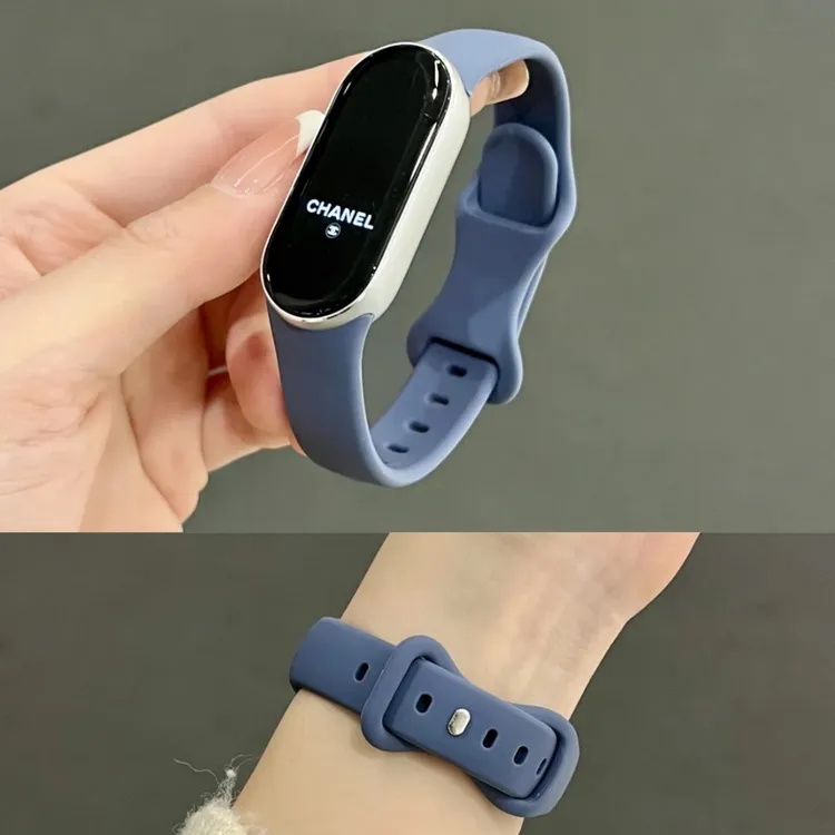 适用小米手环10/9/8硅胶表带一体式可爱蝴蝶扣NFC通用防水运动夏