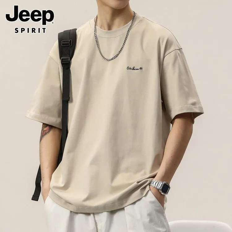 JEEPSPIRIT短袖t恤大码夏季潮牌半袖时尚上衣服圆领美式潮流体恤