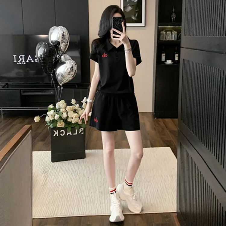 时尚跑步服气质夏装休闲运动套装阔腿减龄洋气韩版宽松两件套