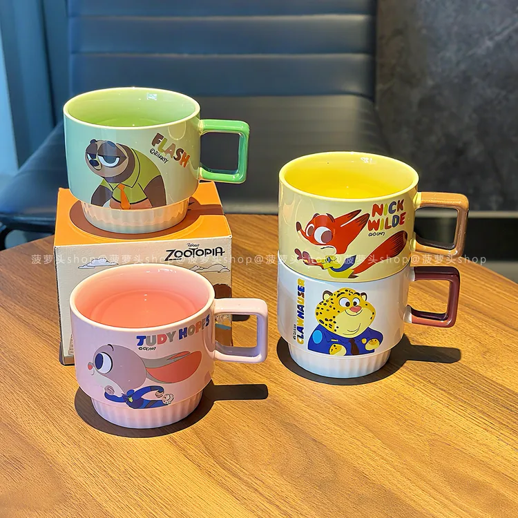 正版疯狂动物城陶瓷马克杯高颜值家用水杯办公室可爱咖啡杯陶瓷杯