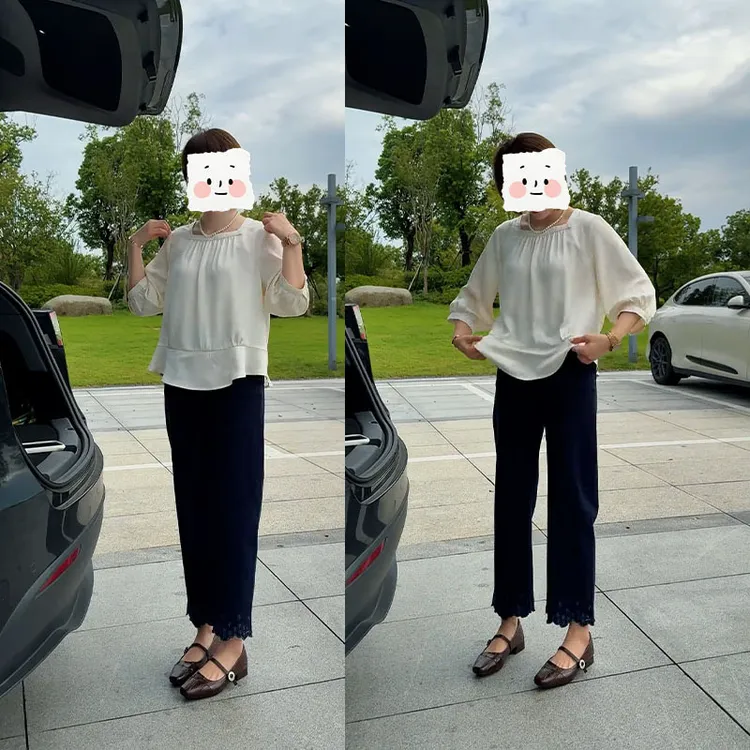 简约大方高级感休闲套装夏季宽松遮肉五分袖上衣休闲九分裤两件套