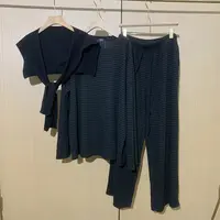 春秋韩版ins风女简约宽松休闲条纹长袖长裤休闲服套装大码