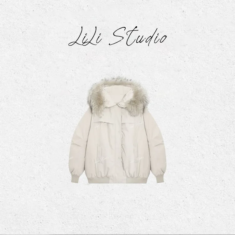 PCNY丨不理理「三明治面包」宽松貉子毛毛领夹克连帽羽绒服外套