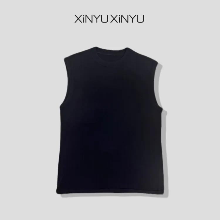 XINYU/芯与『斑斓』100美丽诺羊毛扬子纱圆领针织背心 36113 时尚