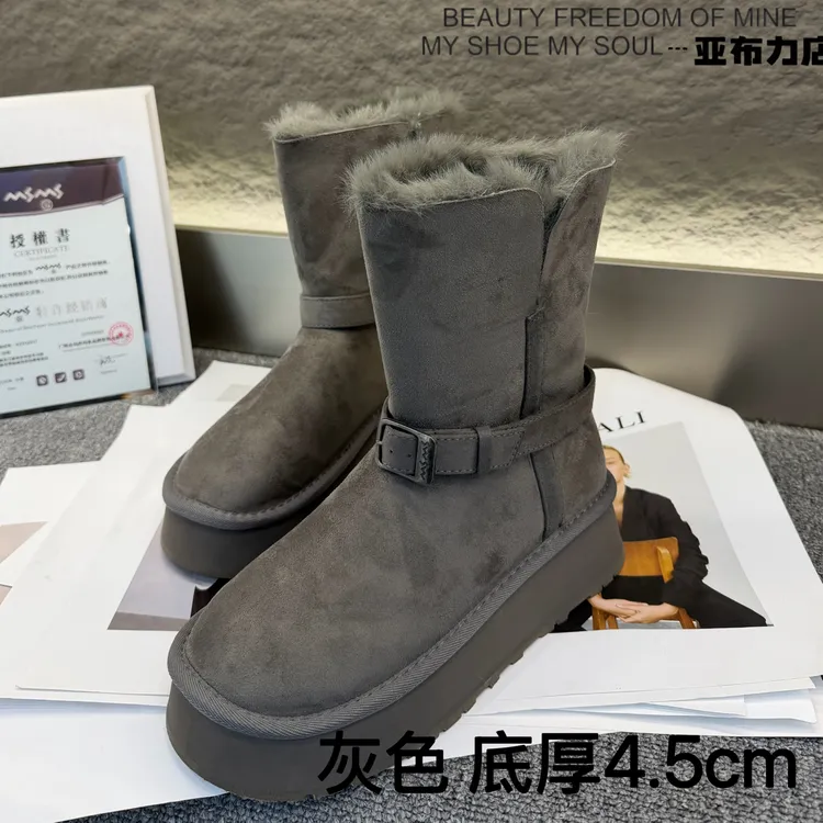 玛莎玛索177-29dm中筒厚底雪地靴冬季加绒加厚