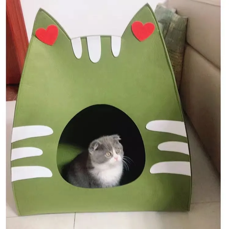异形猫窝四季通用猫脸造型半封闭式安全感睡窝可拆洗毛毡小狗睡窝
