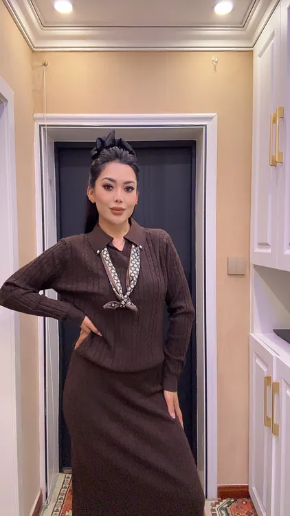 2025秋冬款针织两件套套装时尚秋冬长袖套装——6