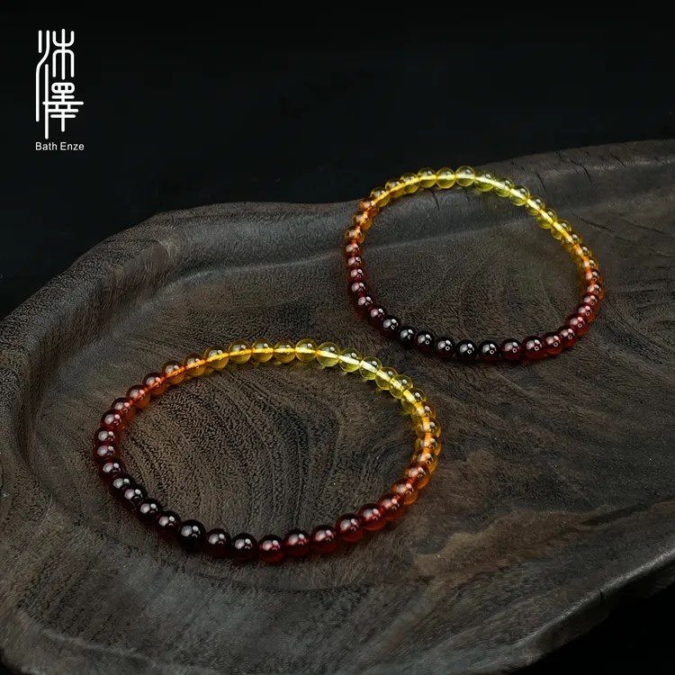 沐泽【晖舒】4-5mm渐变色层次感琥珀手串自发无证书