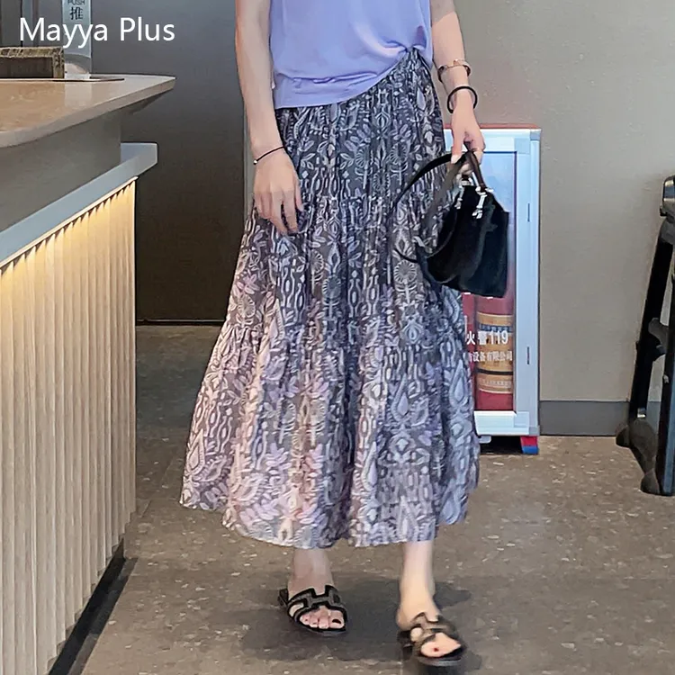 【紫嫣】Mayya Plus麦芽定制碎花半身裙高腰显瘦A字伞摆裙32527232