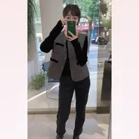春苗女装   丝绒拼接马夹   时尚简约个性马甲