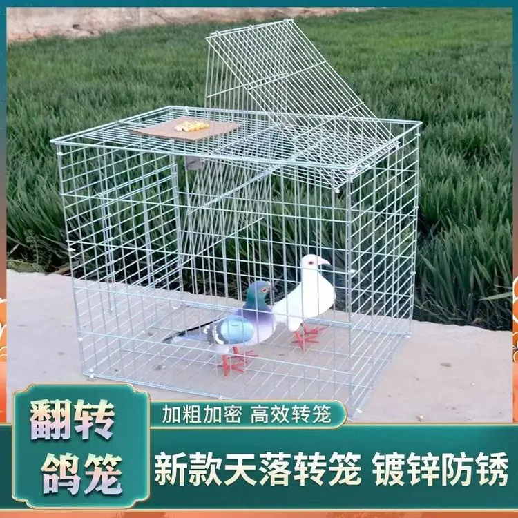 新款自动天落笼鸽子笼加密加粗镀锌升级版拼装旋转翻板鸽子笼家用