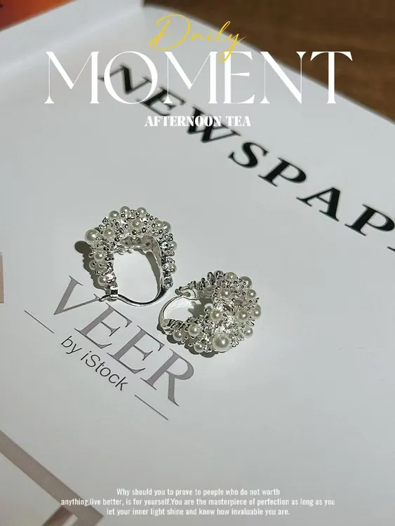 铜合金仿珍珠耳饰 甜美花篮图案耳环轻奢耳饰百搭镶嵌