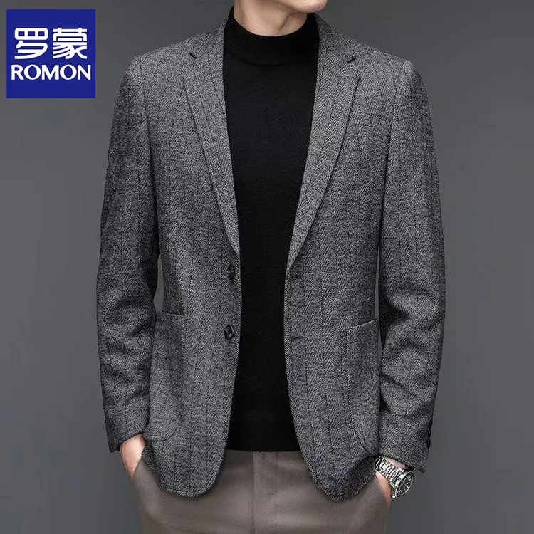 Romon/罗蒙男士西装修身型免烫秋季小西装西服上衣商务休闲西服