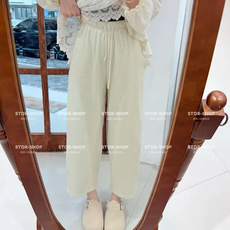 ｛加绒裤｝冬 腰围松紧 加绒 休闲裤 韩系简约