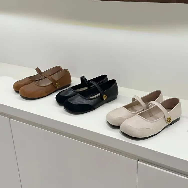 山茶花小单鞋新款软底芒果头百搭夏季女鞋豆豆鞋方头显瘦玛丽珍鞋