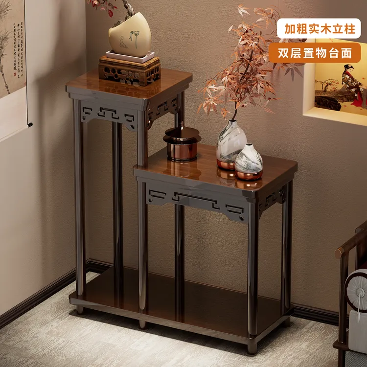 中式花架子客厅落地式置物架实木多层花台室内花盆植物奇石摆放架商品图