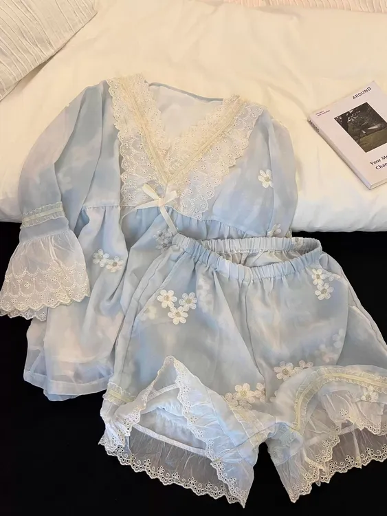 甜美少女碎花短袖睡衣女20256夏最新款亲肤舒适短裤家居服两件套