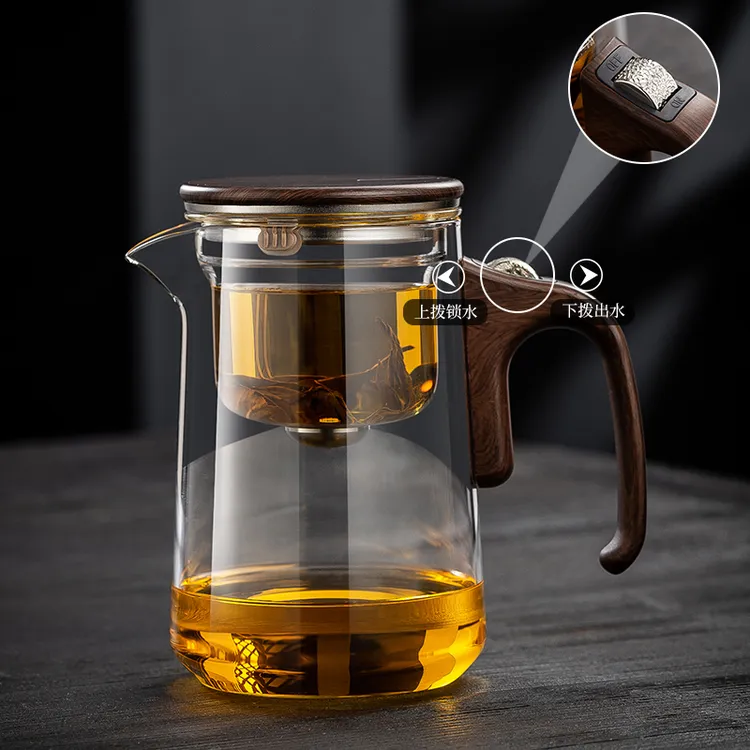 六祥磁吸飘逸杯懒人泡茶壶全玻璃茶水分离泡茶器办公室茶具飘逸杯