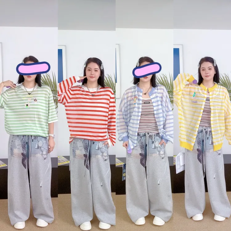 丿未 PUREVENUS假两件双腰头牛仔印花卫裤休闲长裤女