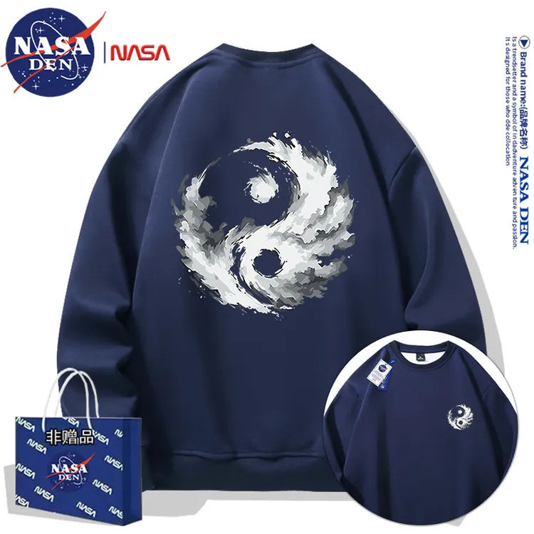 NASA联名秋冬圆领卫衣vintage潮流印花男女长袖上衣通勤宽松保暖