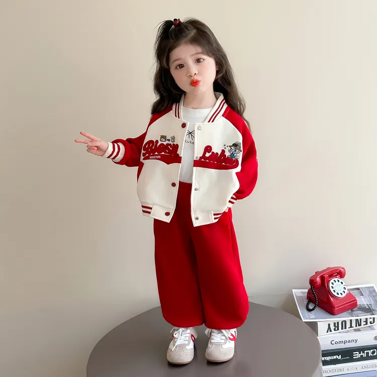 女童套装春秋装2025新款洋气儿童拉布布宝宝棒球服两件套网红秋季