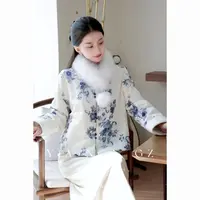 YANG GZ【青花雅韵】新中式青花配色牡丹花纹外套女 GZ5152TS602529