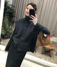 独特文艺‘’秋冬复古排扣羊毛针织高领毛衣马甲坎肩无袖显瘦毛衣