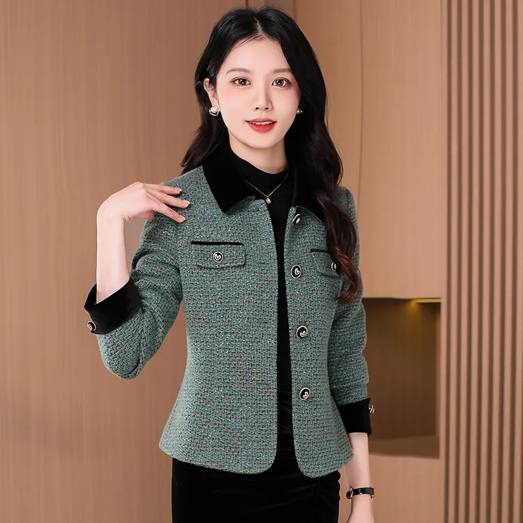小香风短款超火西装外套女修身显瘦小个子妈妈气质减龄高档上衣