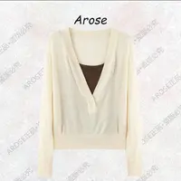【AR0SE•正品】2025秋季真两件V领不起球水洗针织针织衫开衫款3114