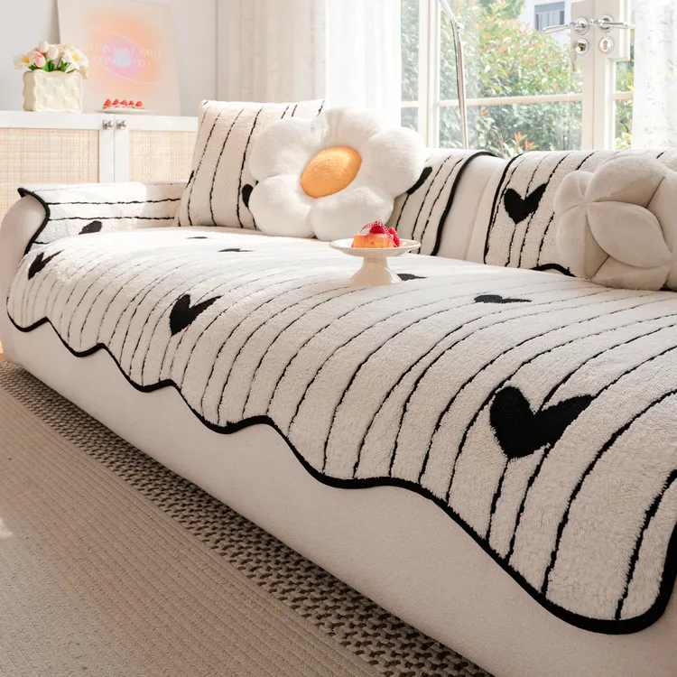 绒心秋冬毛绒沙发垫子2025新款高级感防滑沙发坐垫子盖布巾套罩