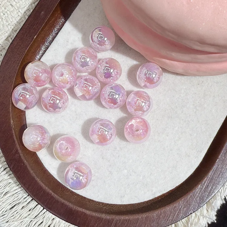 卡12光学电镀油画圆珠 通孔DIY配件