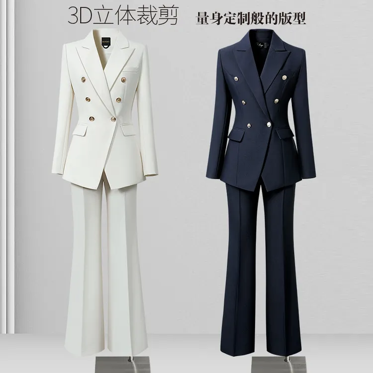 时尚职业西装外套女2025新款职场高级感西服阔腿裤套装大学生面试