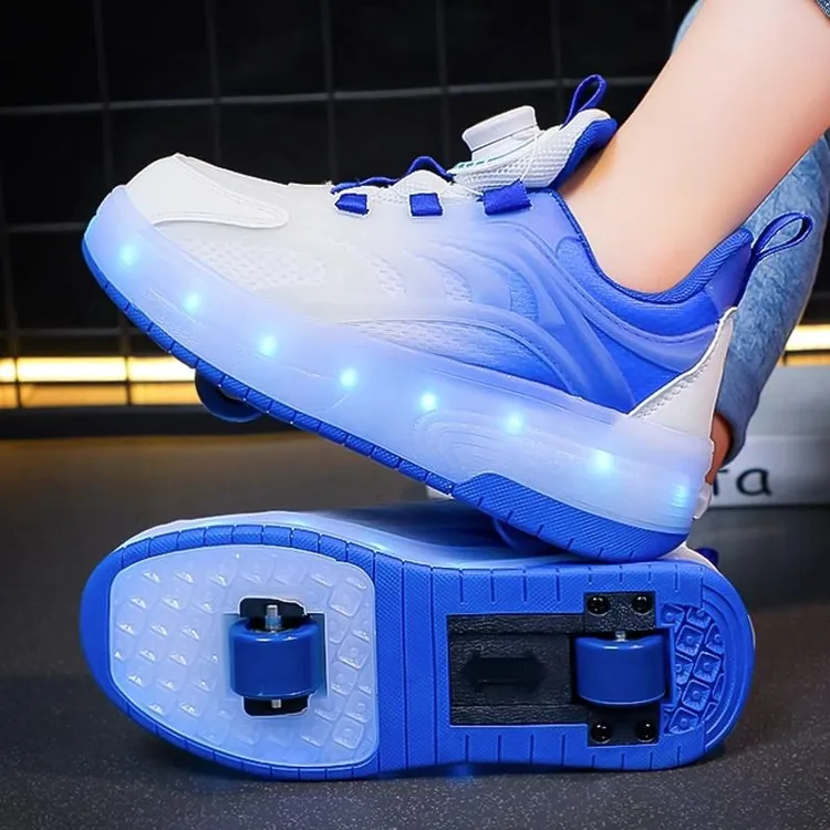 暴走鞋秋季新款双轮可收缩男童女童轮滑运动童鞋6 - 12岁