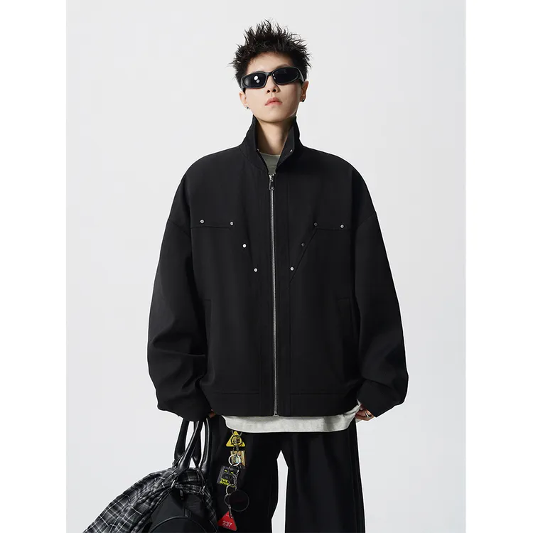美式高街铆钉西装夹克外套2025早秋新款休闲痞帅上衣潮牌男士褂子