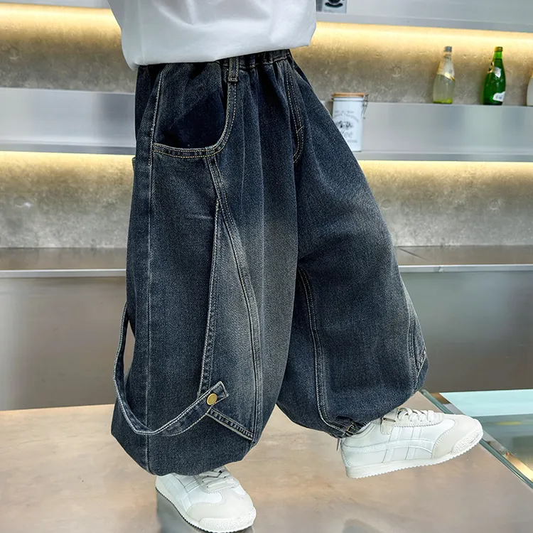 男童秋冬季裤子2025新款帅气加厚工装裤加绒牛仔裤儿童冬装休闲裤