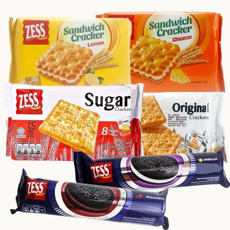 杰思牌早餐夹心饼干巧克力味香草味柠檬味芝士味夹心