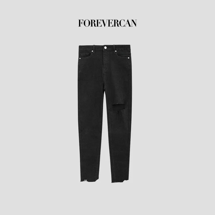 FOREVERCAN巨百搭！极简通勤高腰直筒牛仔长裤CANSP13454