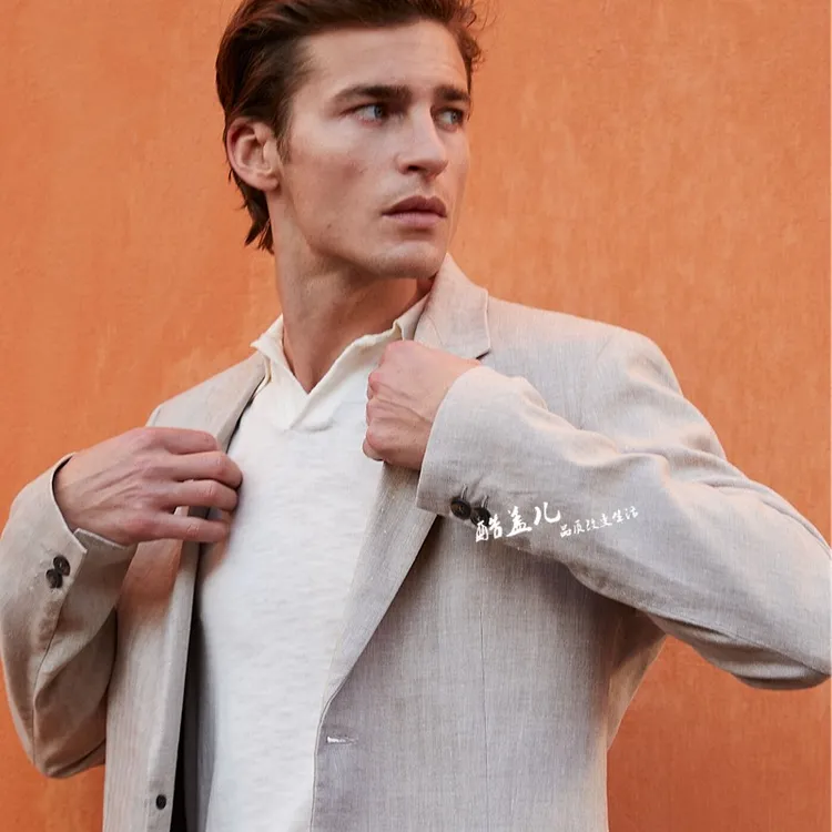 儒雅有气质！2025年秋季新款男士水洗棉亚麻透气西装西服通勤夹克