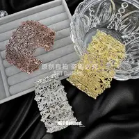 合金手镯 NDS冷淡风满天星宽边手镯复古镂空高级蕾丝重工辣妹臂环