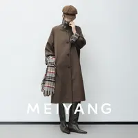 美洋MEIYANG 晨雾二号风衣 105+英伦画报！复古格纹拼接外套-周一