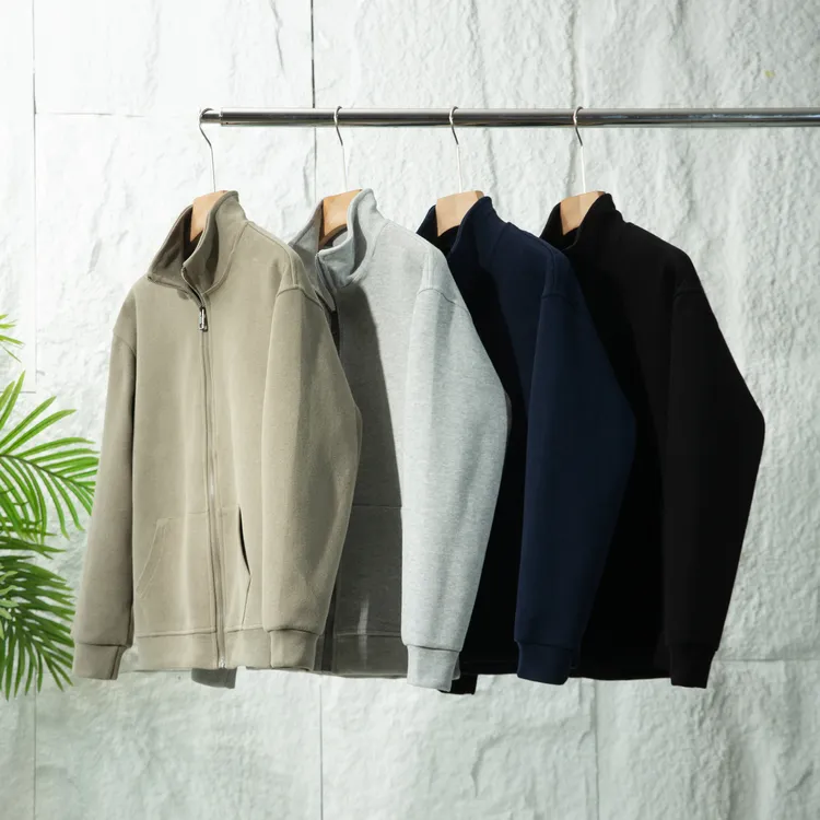 秋季新款男士男款卫衣休闲百搭纯色立领拉链开衫外套户外男女同款