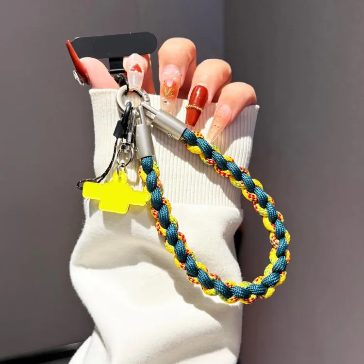 彩色手腕网红款手机挂绳短女防丢挂饰结实手提牢固欧洲防盗手机链